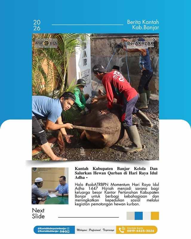 Kantah Kabupaten Banjar Kelola dan Salurkan Hewan Qurban di Hari Raya Idul Adha